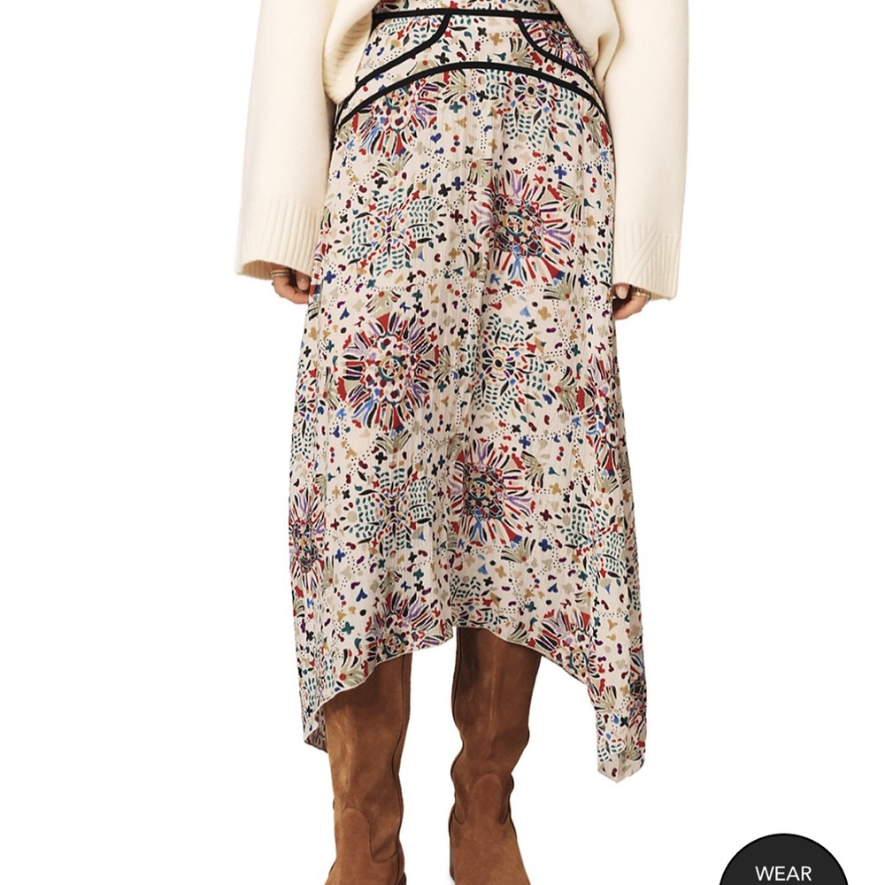 ba&sh Red Pink Asymmetrical Midi Skirt Casual